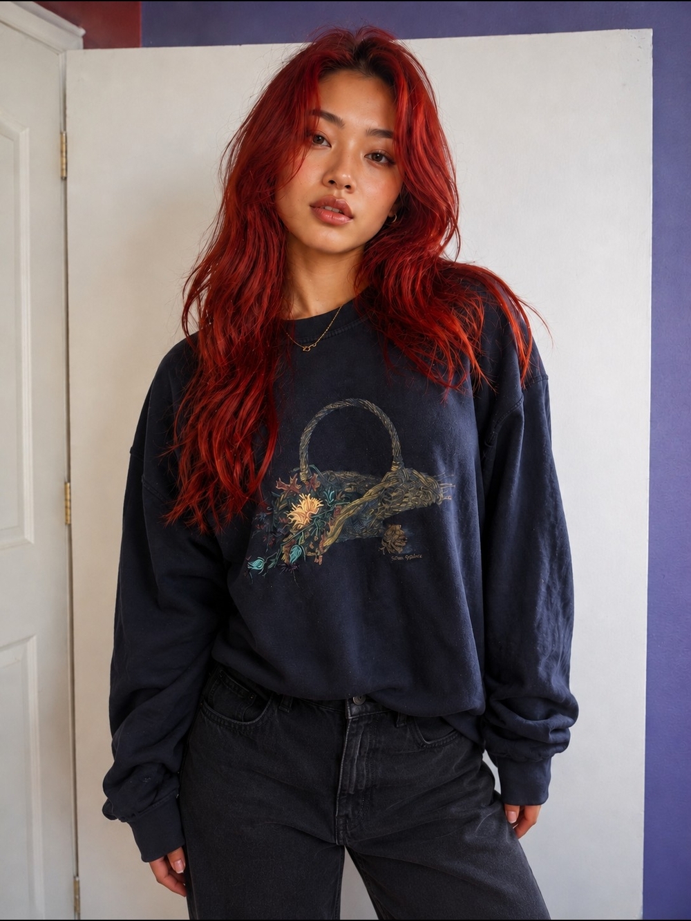 Northern Reflections Blue Graphic Pullover Crewneck Sweatshirt